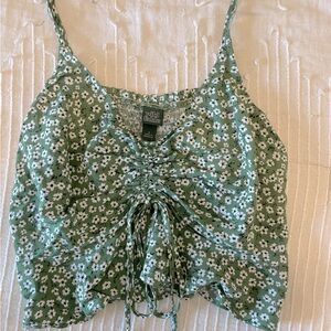 Green Floral Tank Top